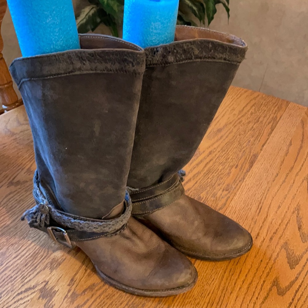 Corral Brown Suede Mid-Calf Heeled Boots